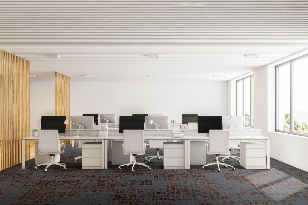 Ковровая плитка Associated Weavers Macro Tile цвет 91 Sunset 500×500×6 фото в интерьере